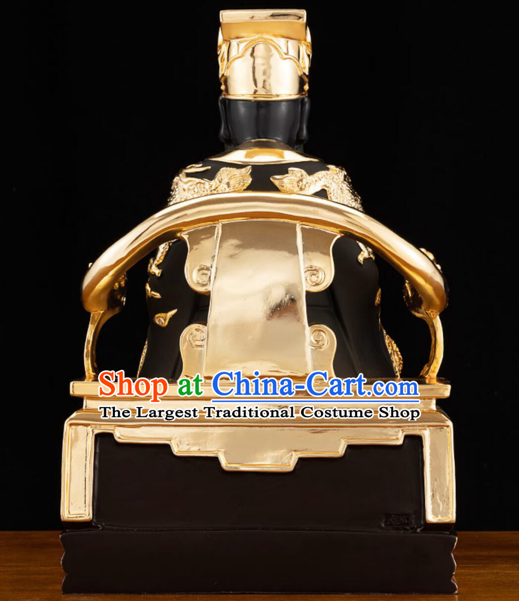 Handmade Pure Copper Gilded Yanluo Wang Statue King Of Hell Ornament Ten Courts Of Hell Deity Yan Wang Statue