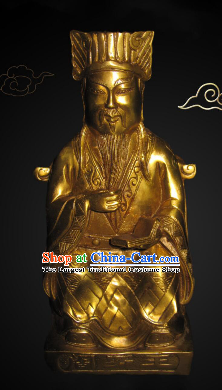 Ten Courts Of Hell Deity Yan Wang Statue Handmade Brass Yanluo Wang Statue King Of Hell Ornament