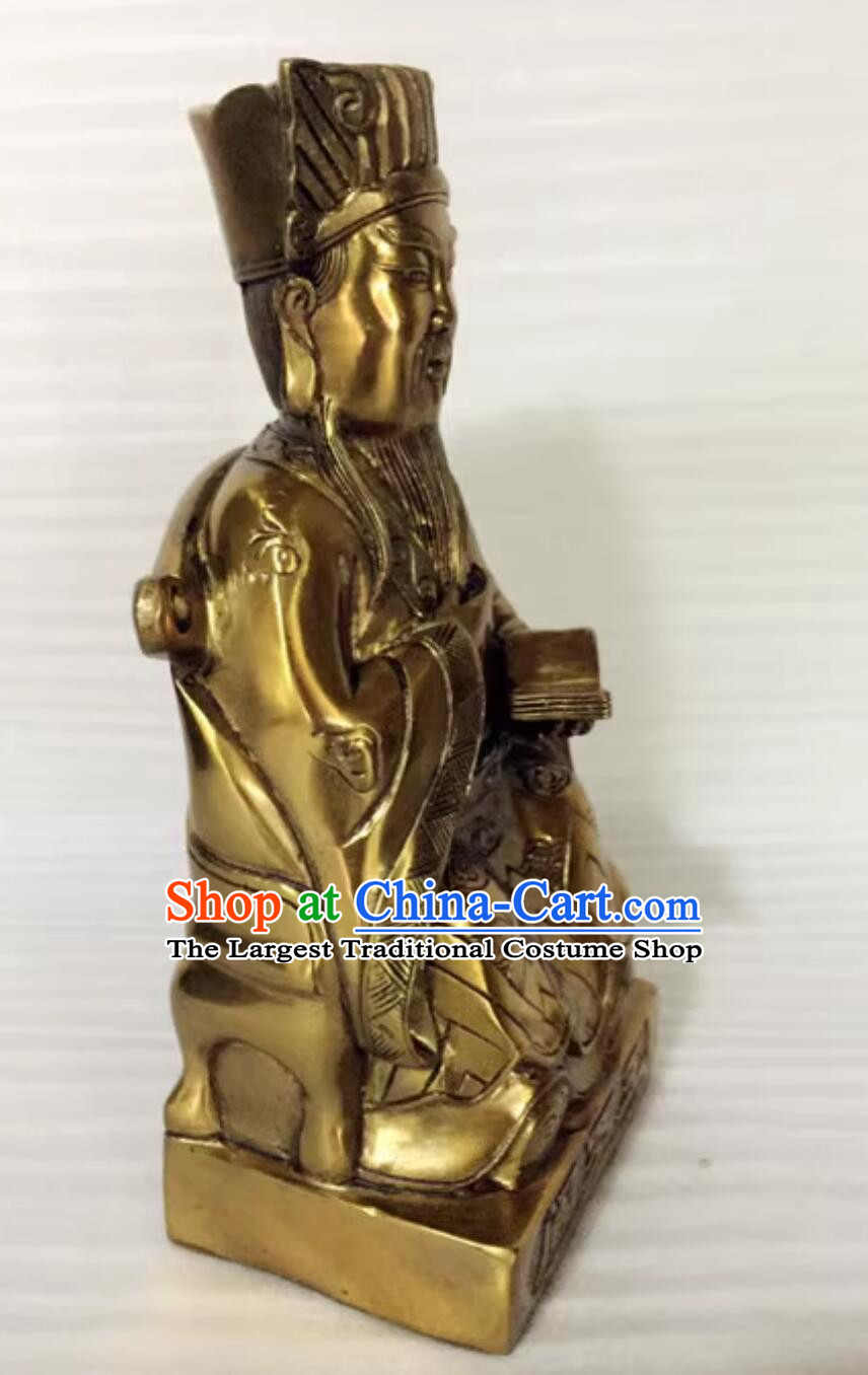 Ten Courts Of Hell Deity Yan Wang Statue Handmade Brass Yanluo Wang Statue King Of Hell Ornament