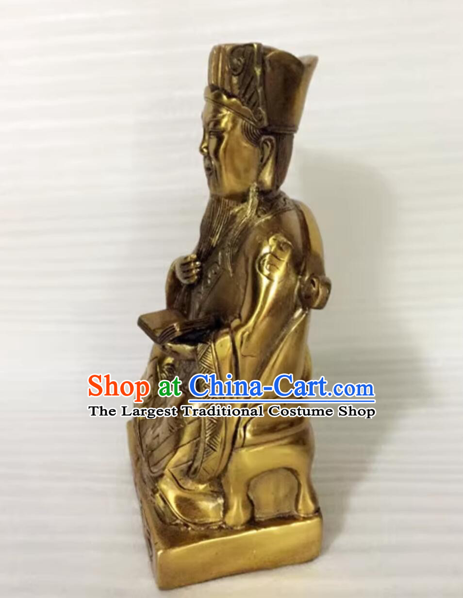 Ten Courts Of Hell Deity Yan Wang Statue Handmade Brass Yanluo Wang Statue King Of Hell Ornament