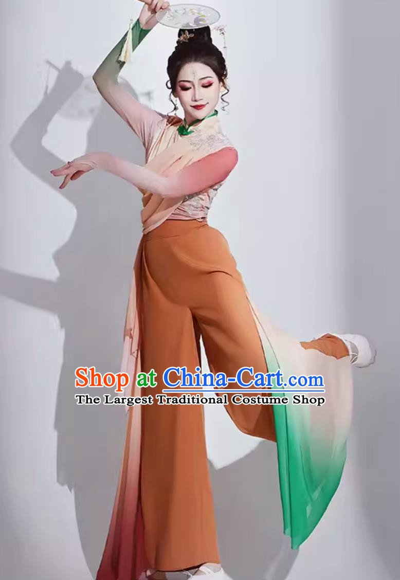 Chinese Classical Dance Clothing Han Tang Group Dance Outfit Yellow River Bank Reed Blossom Dance Costume