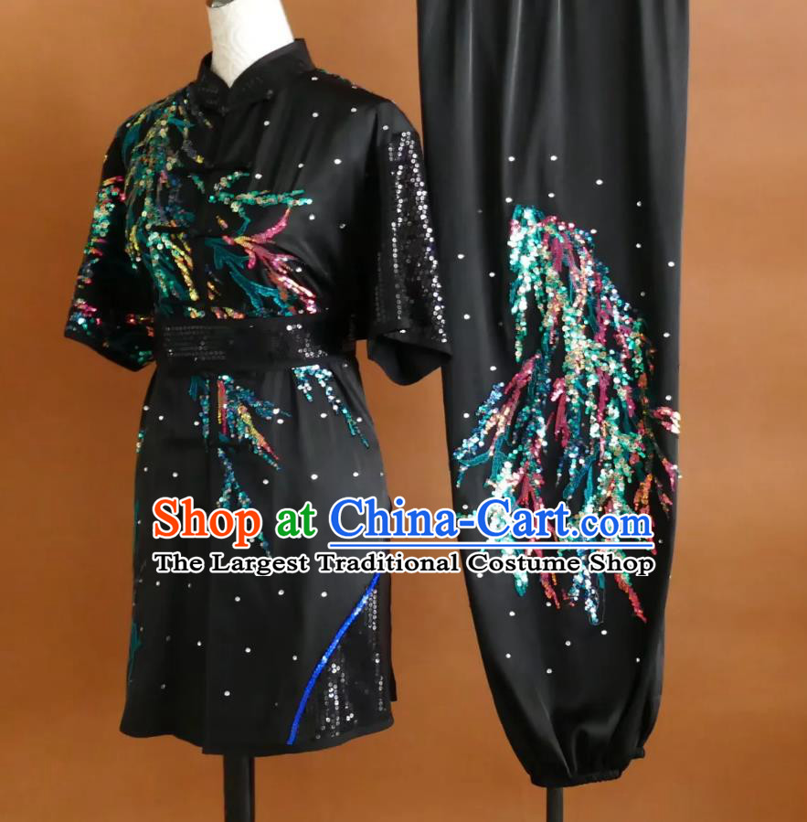 Glitter Embroidery Kung Fu Suit Wushu Training Uniform Chang Chuan Outfit Professional Martial Arts Competition Costume