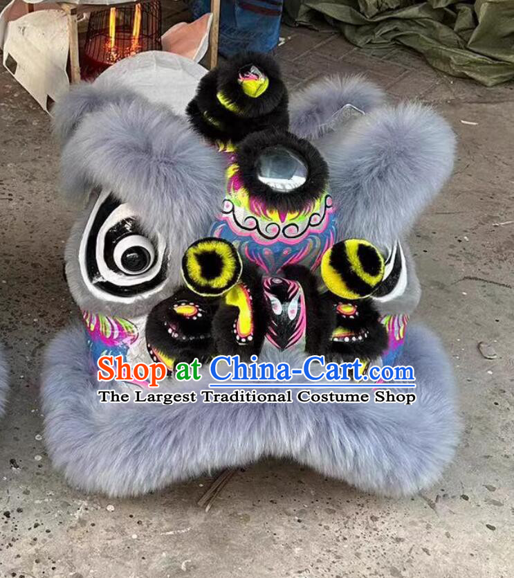 Chinese Lion Dance Prop Traditional Dancing Lion Costume Equipment Southern Lion Grey Wool Head Complete Set
