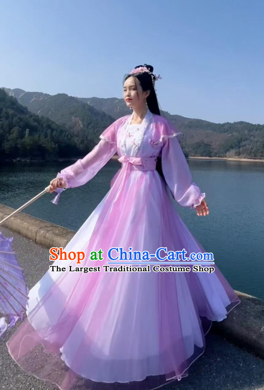 Women Wide Sleeve Hanfu Dress Ancient Fairy Clothing Traditional Chinese Costume