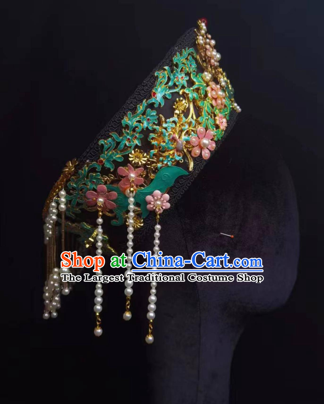 Ruyi Zhen Huan Zhuan Royal Court Hat Qing Dynasty Manchu Headpiece Palace Drama Vintage Handmade Diadem Hair Ornament