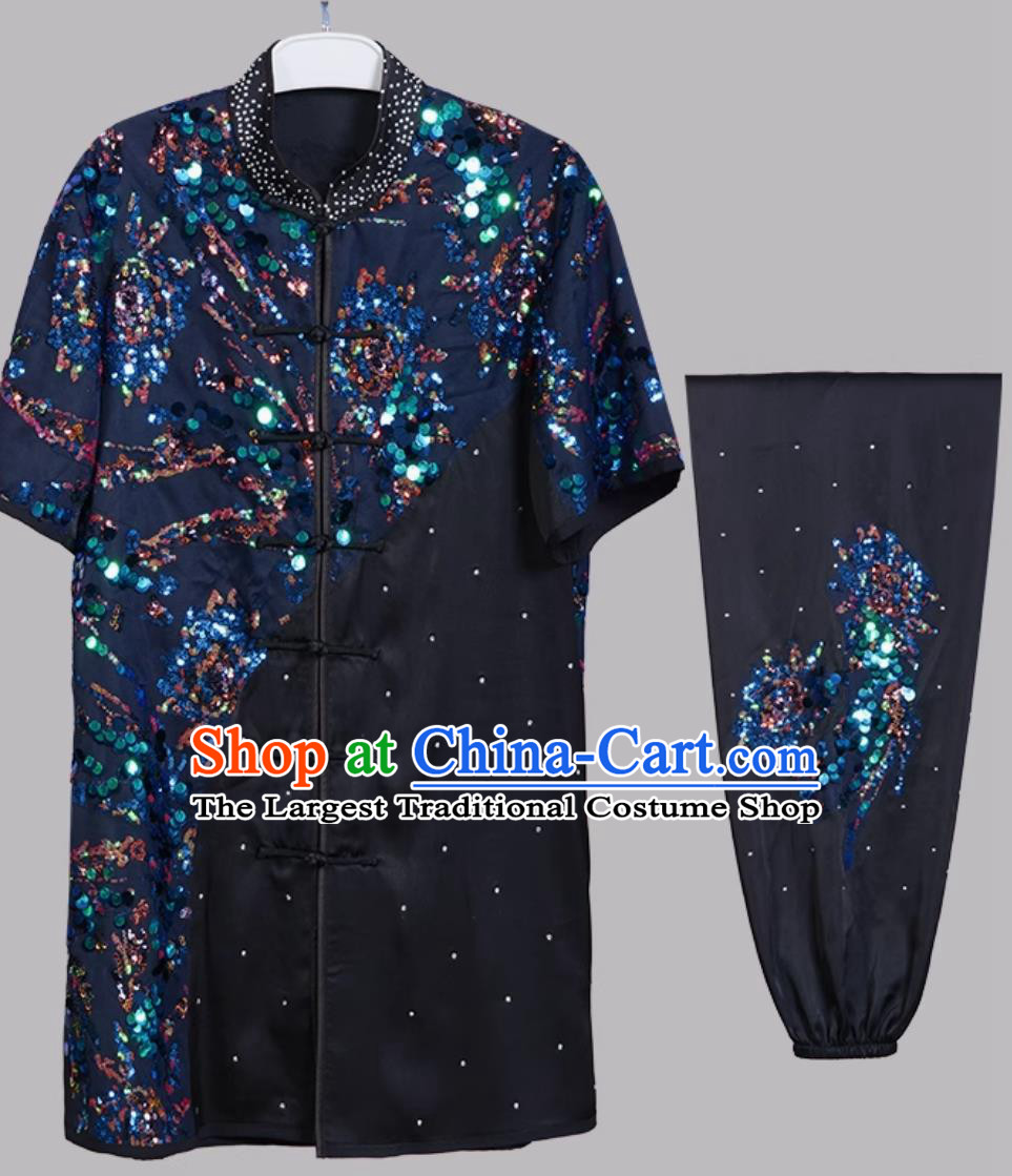 Multicolor Sequins Changquan Suit Kung Fu Training Wear Chinese Wushu Competition Uniform
