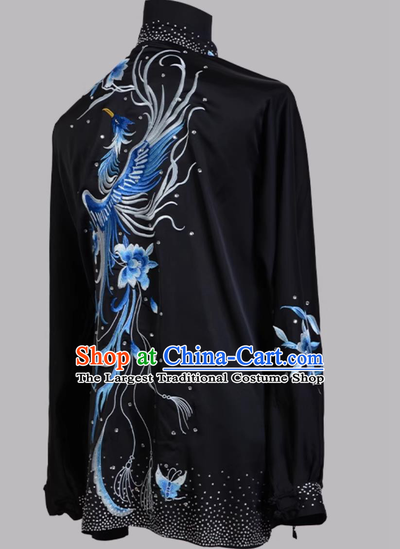 Chinese Taiji Training Wear Kung Fu Performance Outfit Embroidered Peony Tai Chi Suit