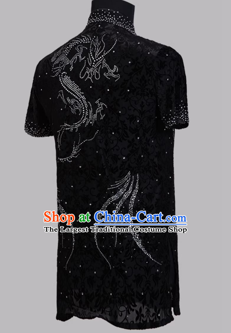 Crystal Rhinestone Martial Arts Suit Wushu Training Competition Outfit Qigong Kung Fu Costume