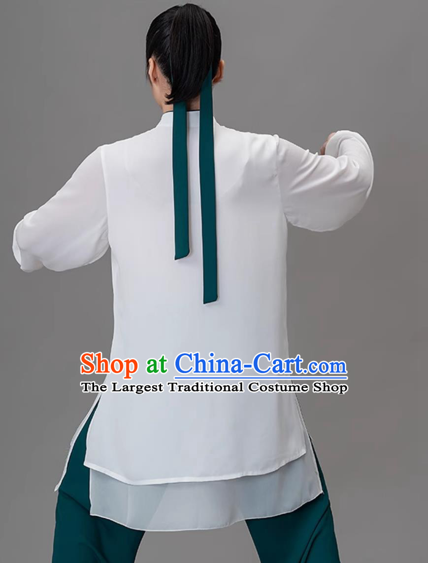 Hand Painted Orchid Tai Chi Suit Kung Fu Training Performance Outfit Qigong Martial Arts Group Uniform