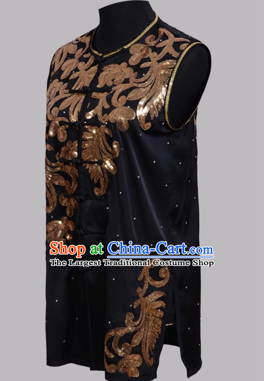 South Fist Costume Sequins Embroidery Kung Fu Suit Nanquan Colorful Costume Black Martial Arts Training Uniform