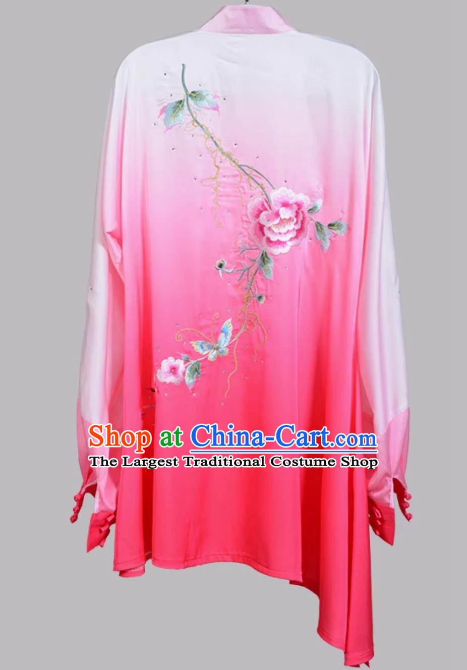 Embroidered Peony Tai Chi Suit Gradient Color Kung Fu Performance Outfit Martial Arts Competition Uniform Wushu Training Wear