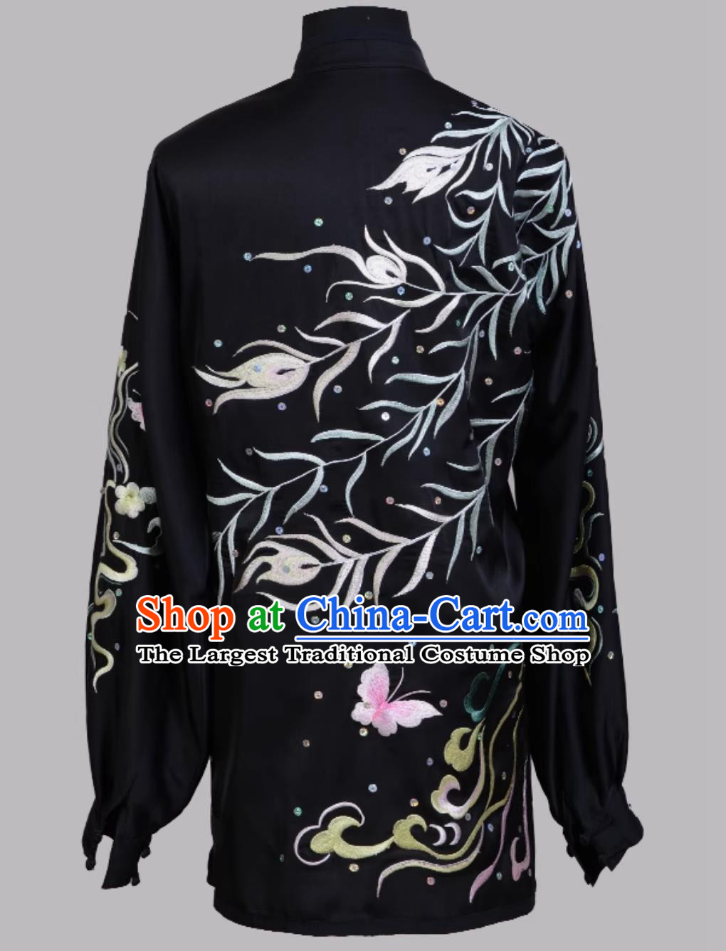 Wushu Training Wear Embroidered Phoenix Peony Tai Chi Suit Kung Fu Performance Outfit Martial Arts Competition Uniform