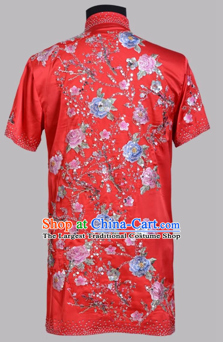 Sequins Embroidery Wushu Clothing Red Martial Arts Suit Changquan Costume Kung Fu Competition Uniform