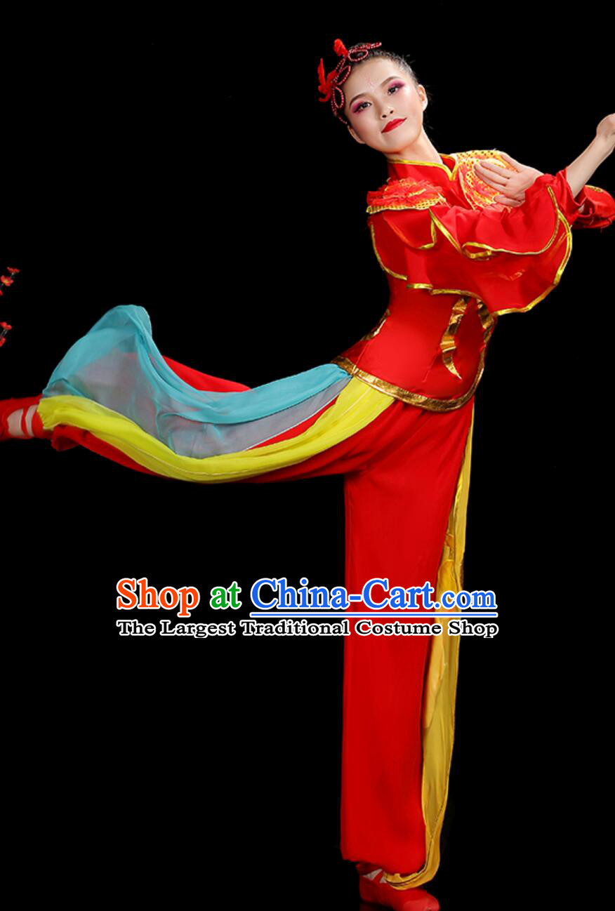 Majestic Gong Drum Yangge Costume Women Dragon Lion Dance Performance Waist Drum Suit Festive Show Outfit