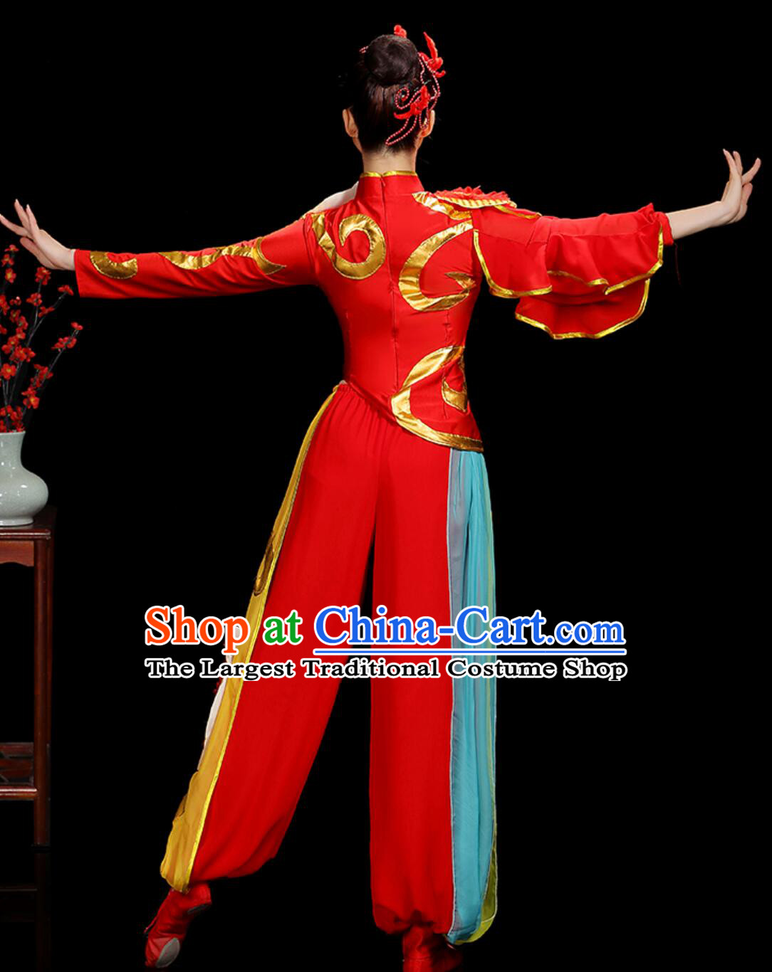 Majestic Gong Drum Yangge Costume Women Dragon Lion Dance Performance Waist Drum Suit Festive Show Outfit