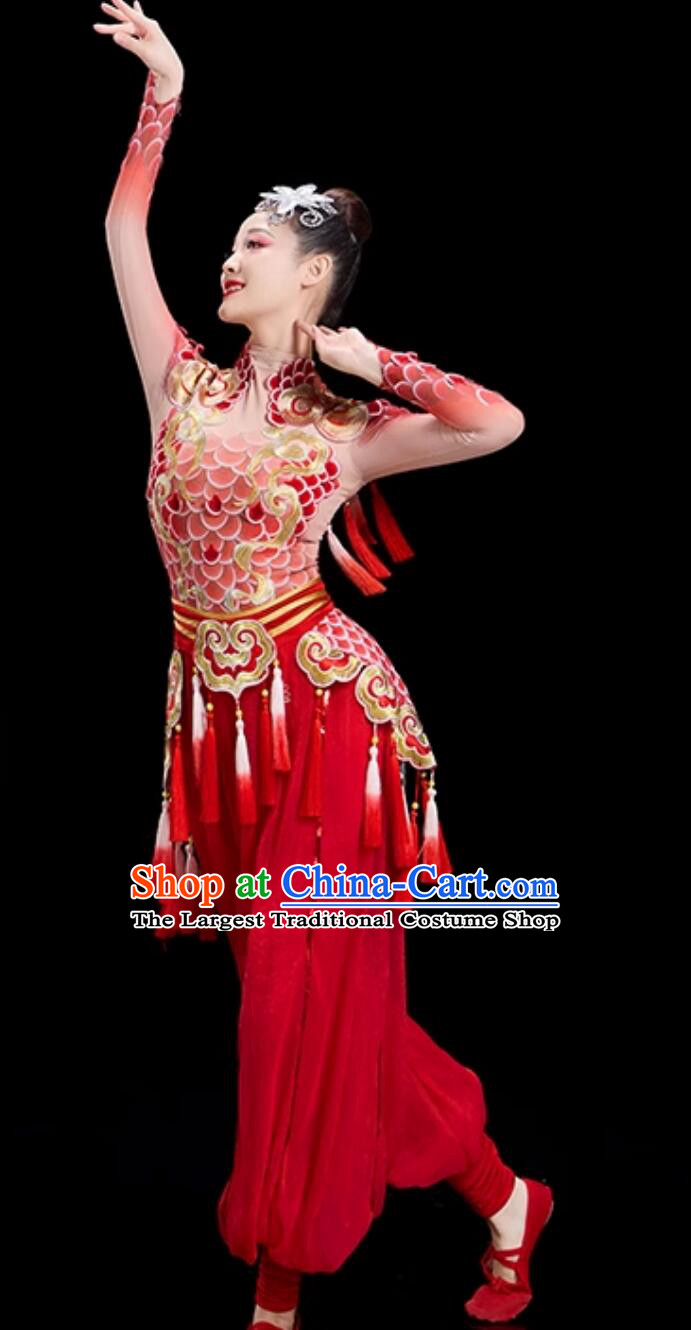 Drum Performance Costume Chinese Yangge Suit Drum Dance Waist Drum Dragon Girl Uniform