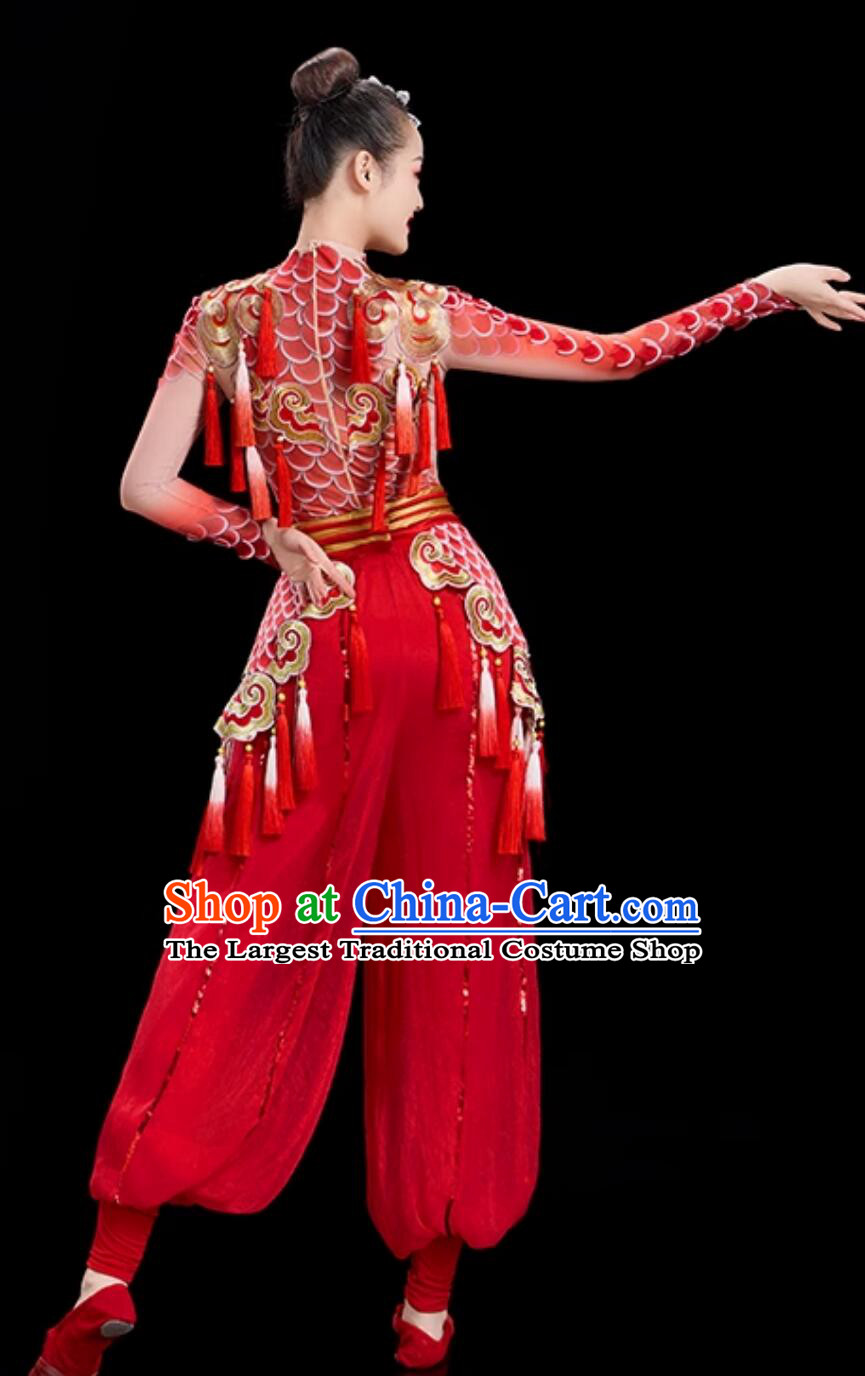 Drum Performance Costume Chinese Yangge Suit Drum Dance Waist Drum Dragon Girl Uniform