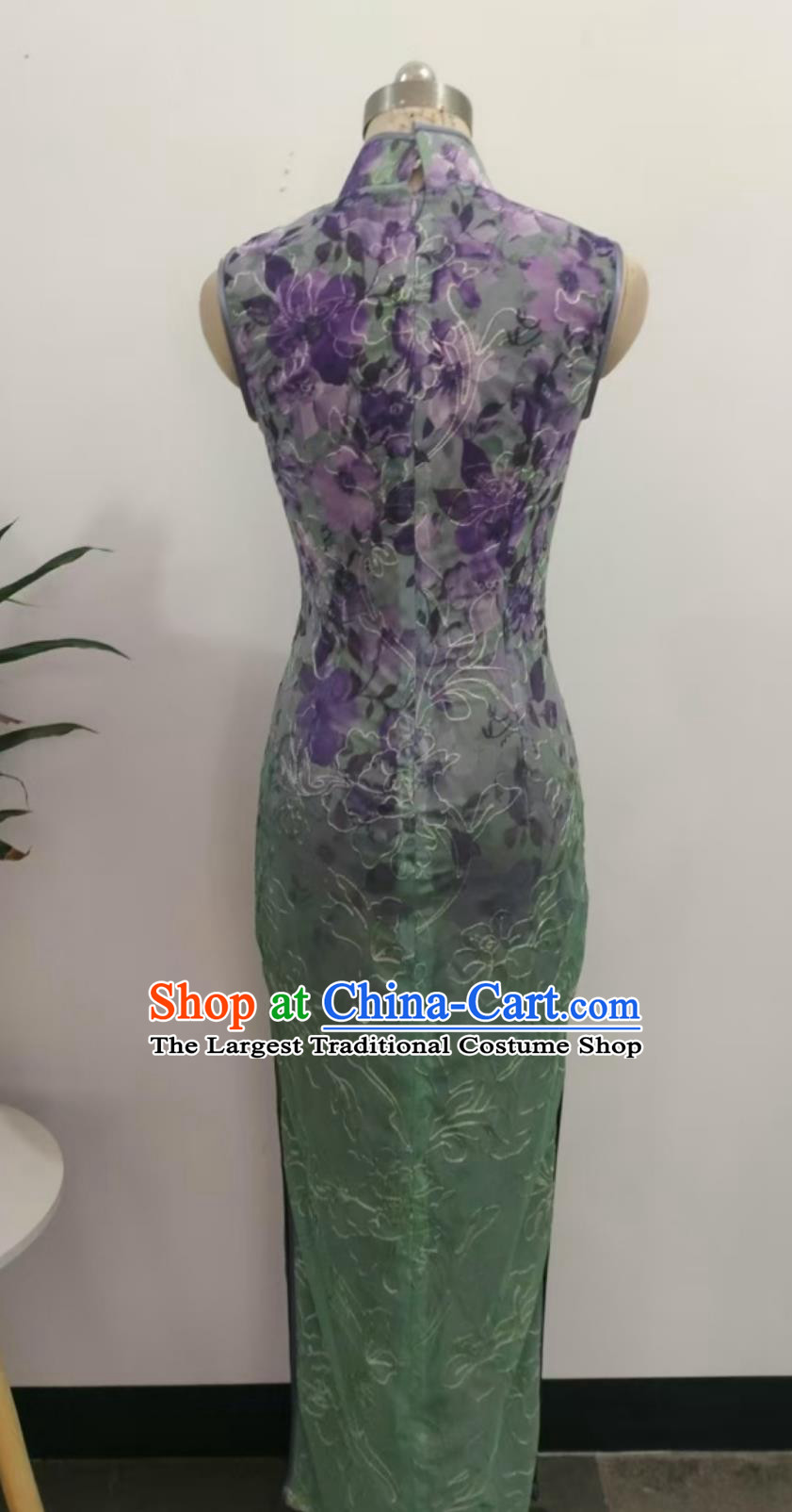 Custom Hong Kong Style  kg Slimming Fit Sleeveless Gradient Qipao Dress
