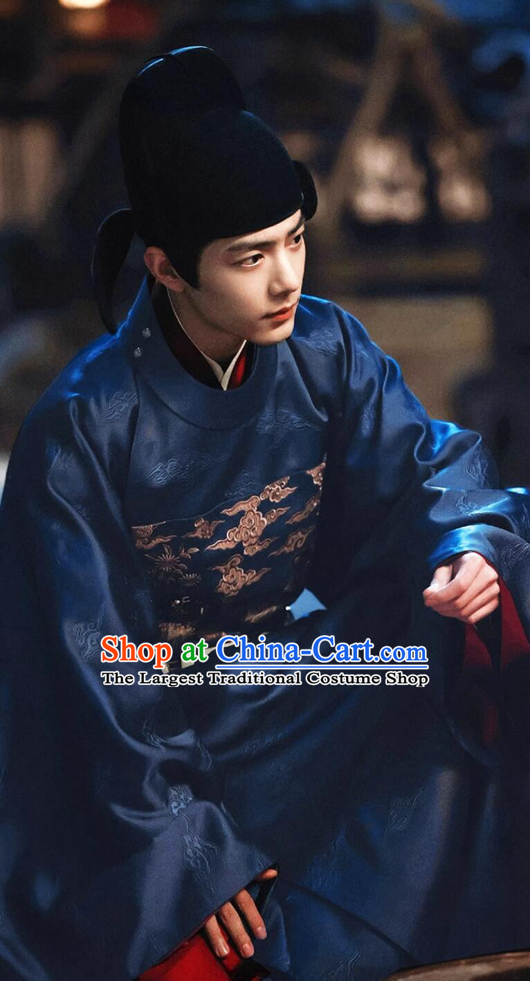 Ancient Ming Dynasty Blue Official Robe Chinese Drama The Legend of Zang Hai Imperial Astronomer Replica Clothing
