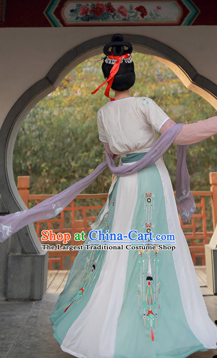 Hanfu Chinese Tang Dynasty Three Piece Set Embroidered M Flared Waist High Ruqun Outfit