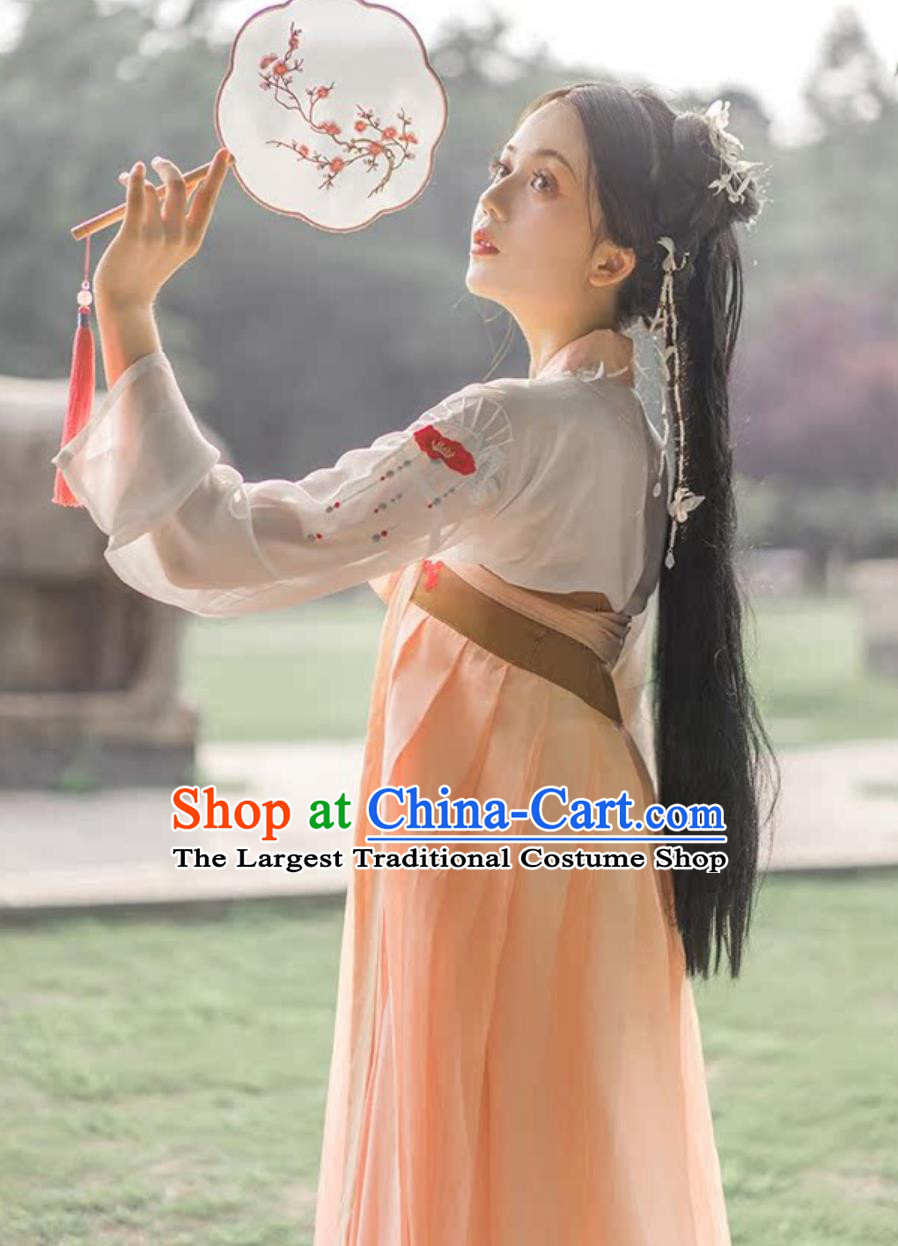 Pink Hanfu Dress Embroidered Qixiong Ruqun Chinese Tang Dynasty Clothing