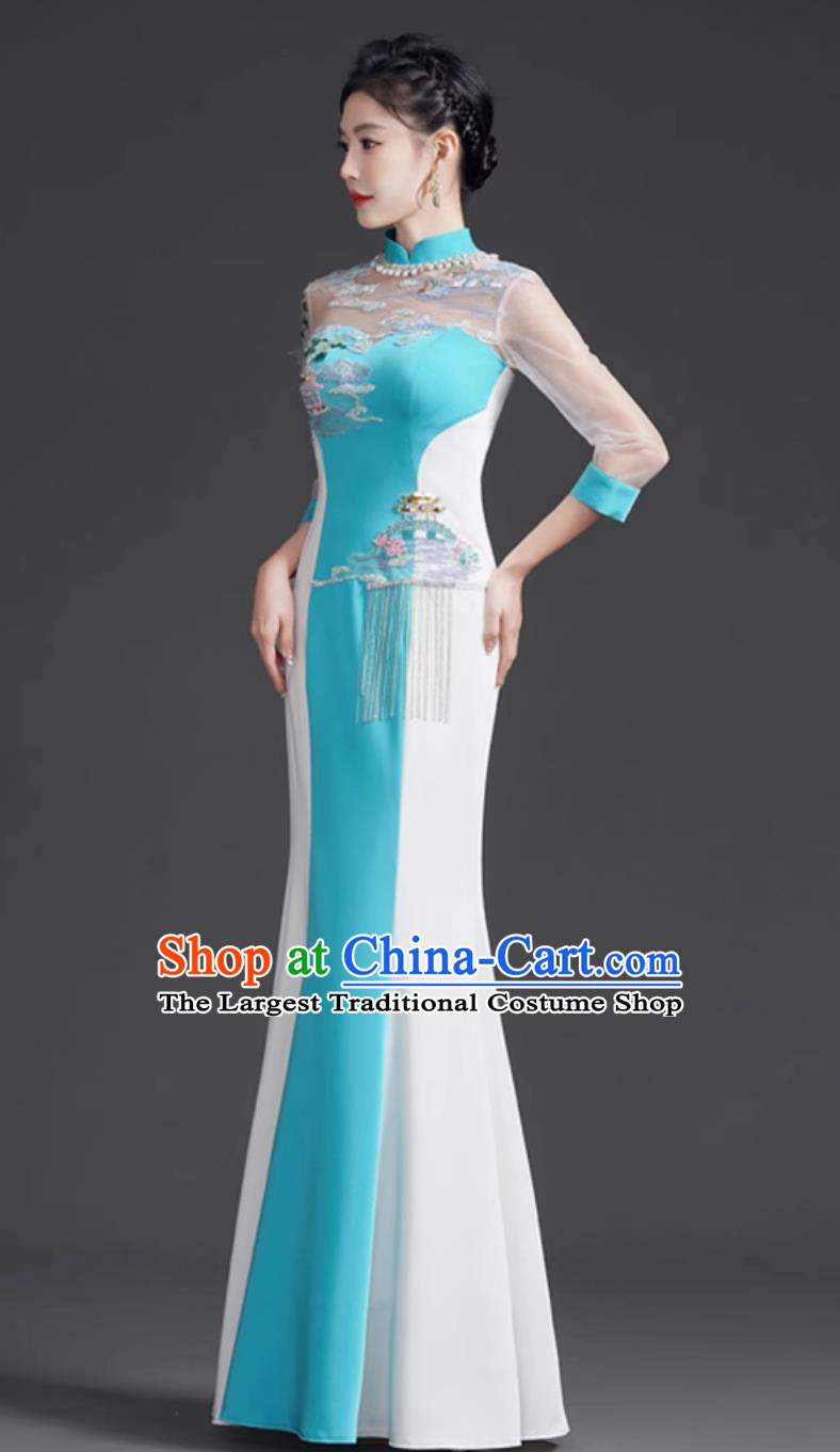 Chinese Style Long Mermaid Tail Slim Runway Performance Dress Luxury Niche Banquet Evening Gown
