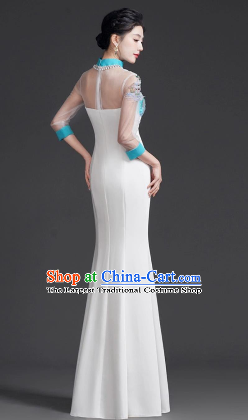 Chinese Style Long Mermaid Tail Slim Runway Performance Dress Luxury Niche Banquet Evening Gown