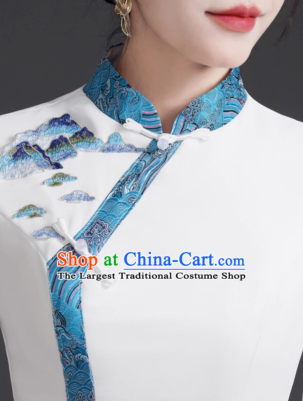 Chinese Style Chiffon Dress Guzheng Folk Music Choir Performance Costume