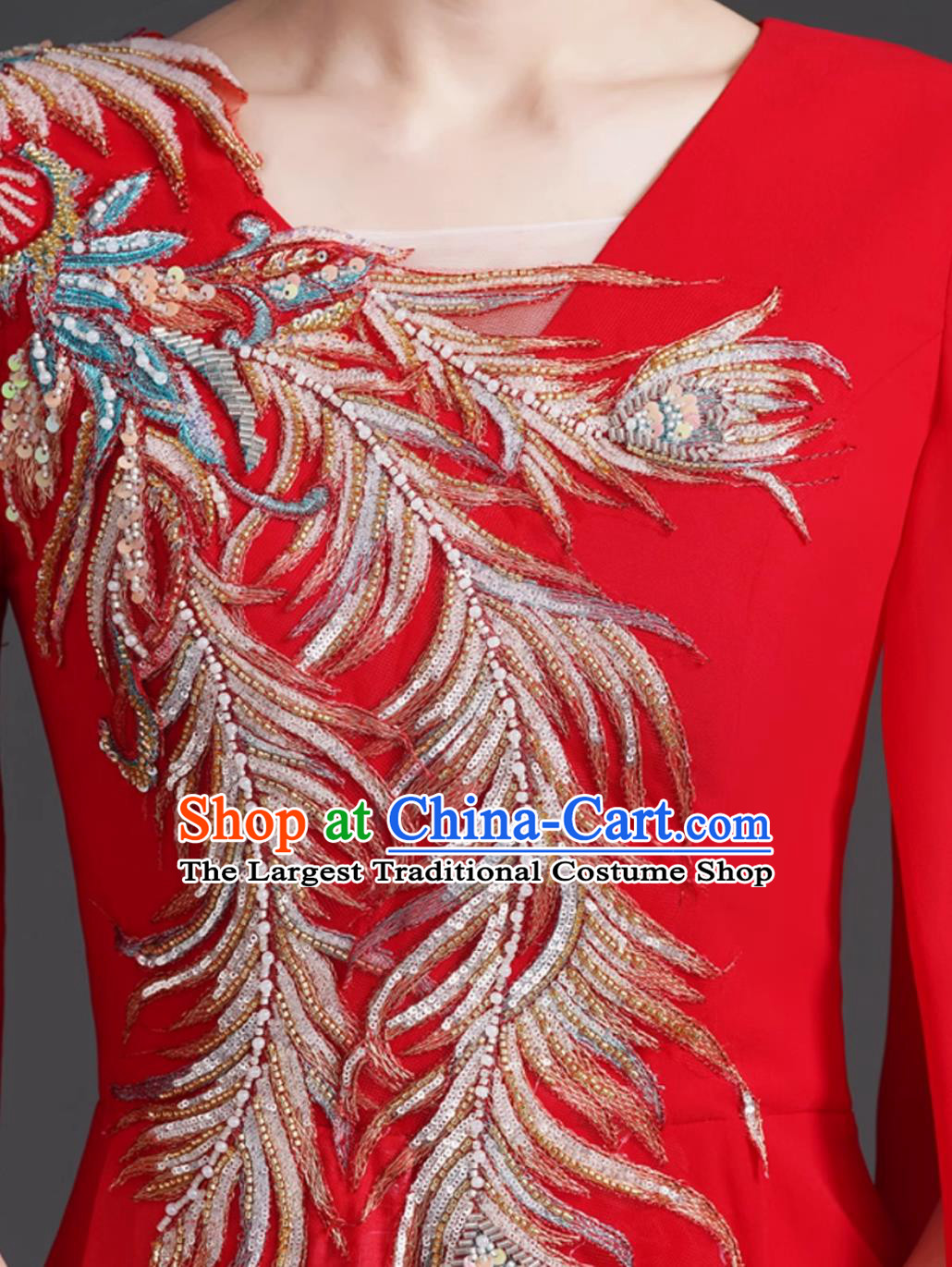 Choir Performance Dress Red Bride Wedding Banquet Gown Corporate Gala Elegant Evening Dress