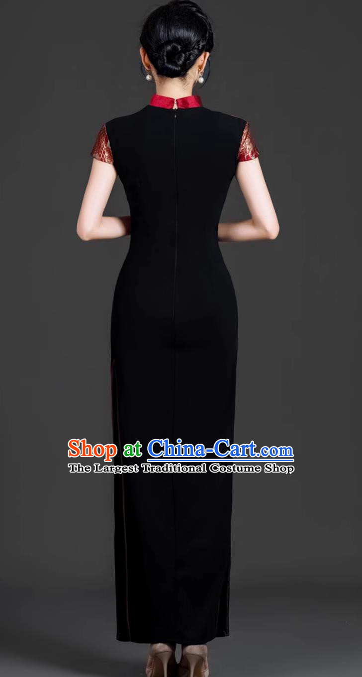 Fashion Show Cheongsam Long Dress Chinese Style Stage Performance Costume Retro Elegant Traditional Gown