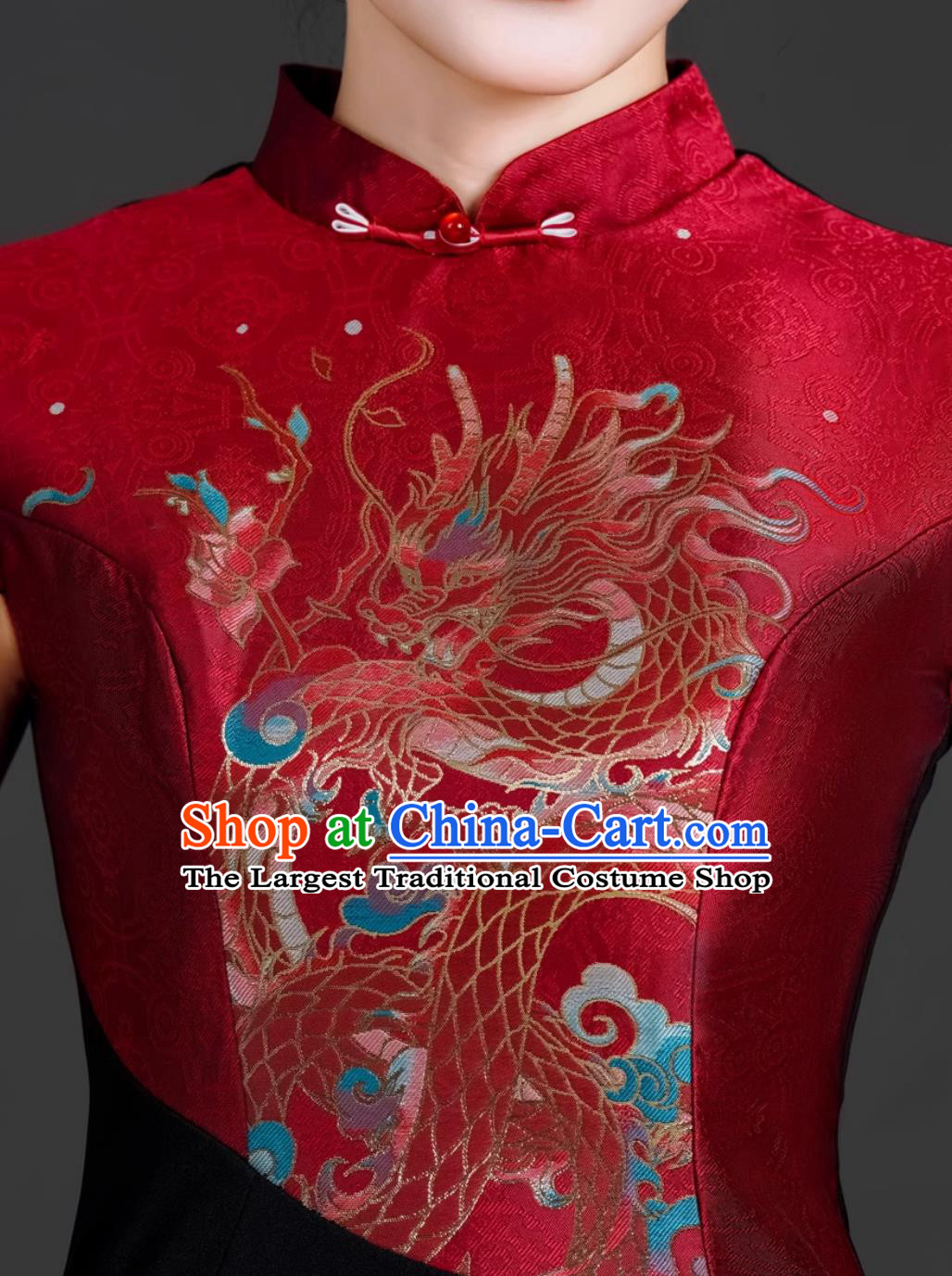 Fashion Show Cheongsam Long Dress Chinese Style Stage Performance Costume Retro Elegant Traditional Gown