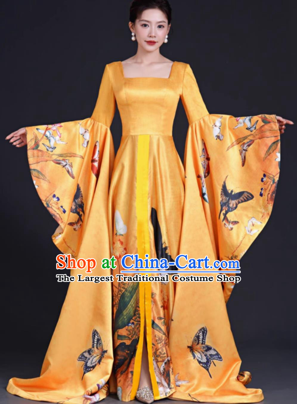 Chinese Style Runway Evening Gown Vocal Performance Hosting Dress Model Cheongsam Long Style Performance Costume