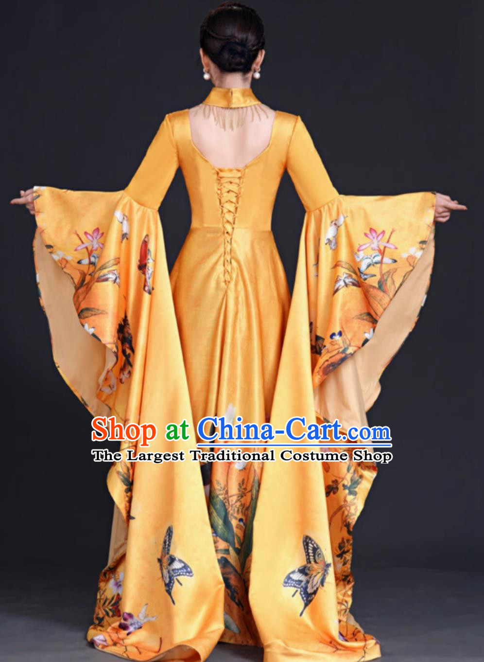 Chinese Style Runway Evening Gown Vocal Performance Hosting Dress Model Cheongsam Long Style Performance Costume