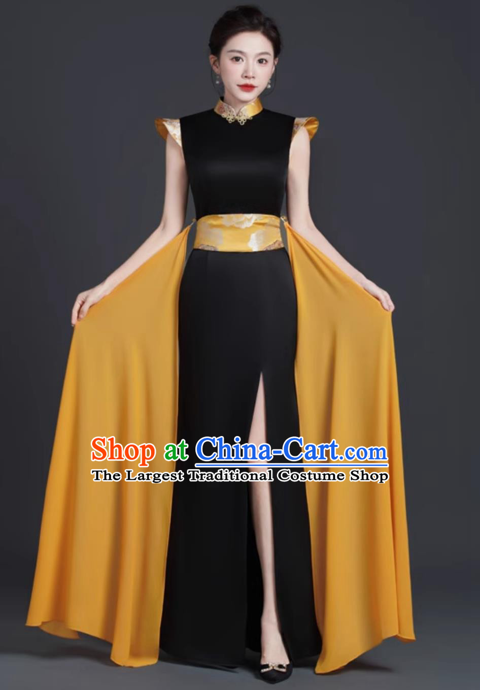 Stage Performance Qipao Slim Long Evening Dress Chinese Banquet Gown