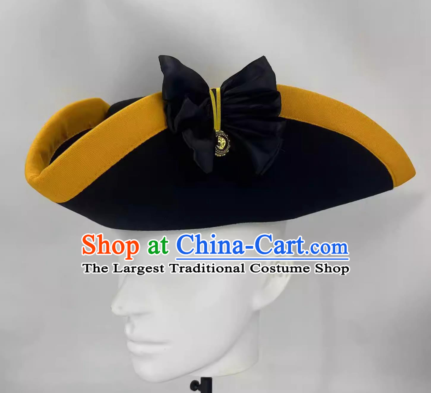 th Century British Tricorne Hat Historical Replica Britain Gentleman Golden Trim Hat