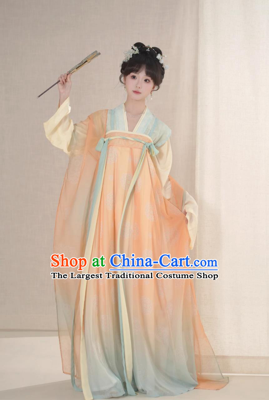 Chinese Hanfu Tang Dynasty Beizi High Waisted Ruqun Complete Set