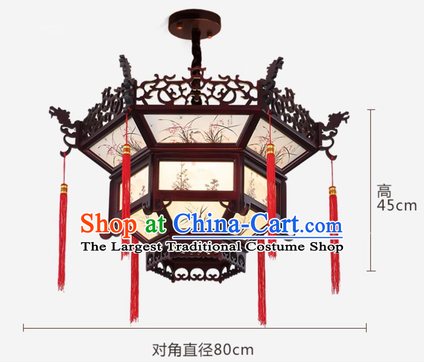 Large White LED Palace Lantern Chinese Wood Vintage Lamp Ancient Hall Restaurant Teahouse Temple Lantern