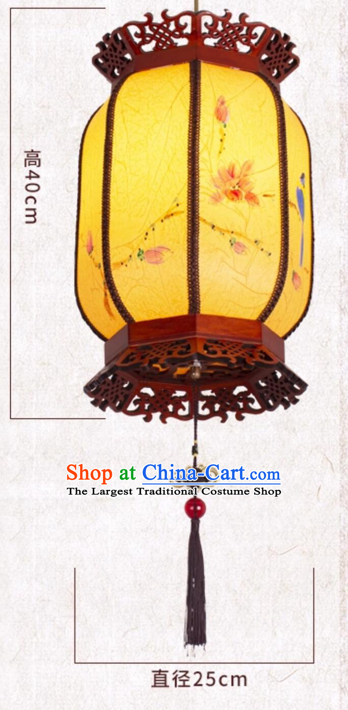 Chinese Antique Palace Lantern Parchment Winter Melon Lamp Traditional Hanging Lighting