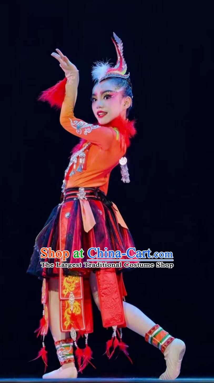 Miao Nationality Dan Feng Zhao Yang Dance Clothing Chinese Ethnic Stage Costume Women Traditional National Performance Dress