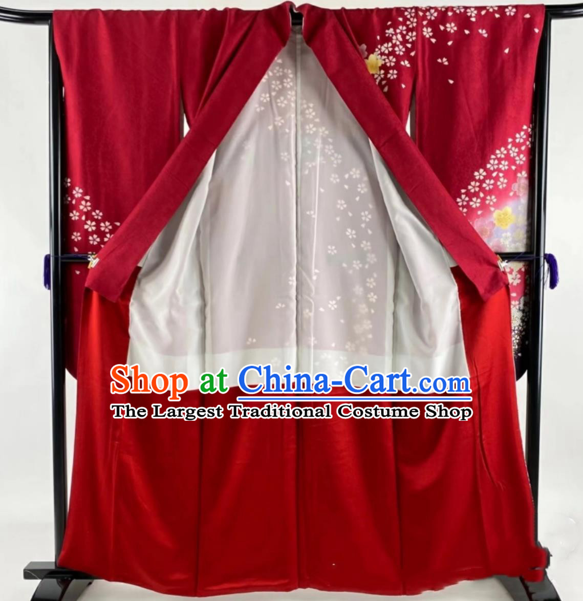 Japanese Traditional Women Formal Silk Furisode Kimono Kyoto Costume