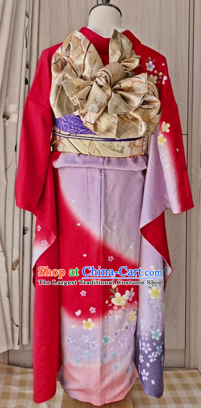 Kyoto National Costume Japanese Traditional Women Formal Silk Furisode Kimono