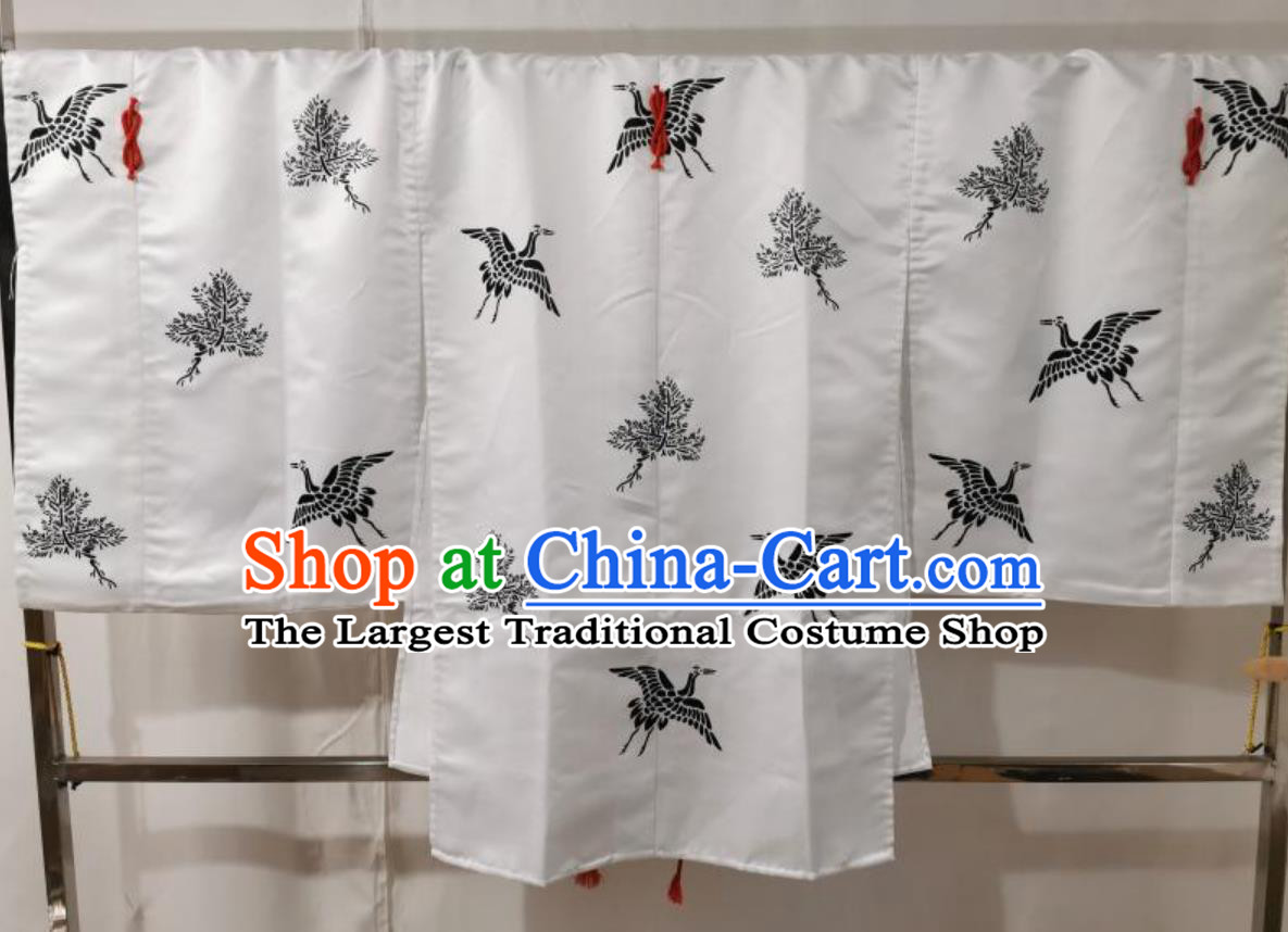 Japanese Authentic Miko Kimono Pine Crane Pattern Chihaya White Robe Handmade Coat