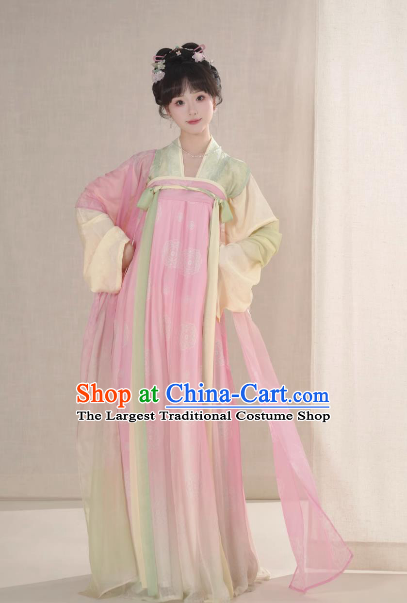 Tradtional Tang Dynasty Beizi High Waisted Ruqun Chinese Hanfu Complete Set