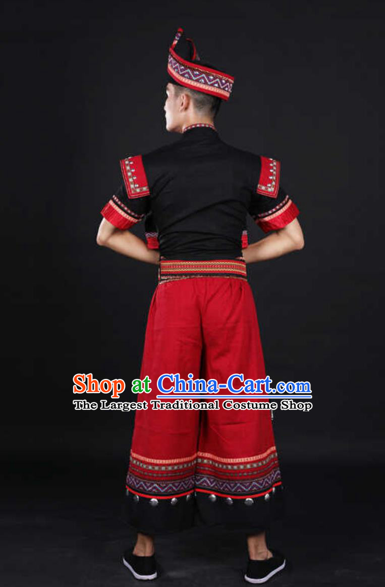 Zhuang Ethnic Clothing Chinese Traditional Festival Stage Outfit Choir Dance Two Piece Men Costume