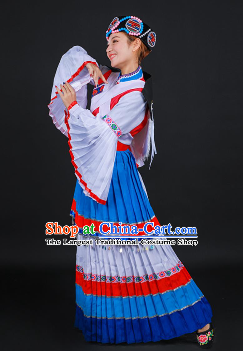 Yunnan Lijiang Naxi Ethnic Minority Stage Performance Costume Traditional Chinese National Dance Attire
