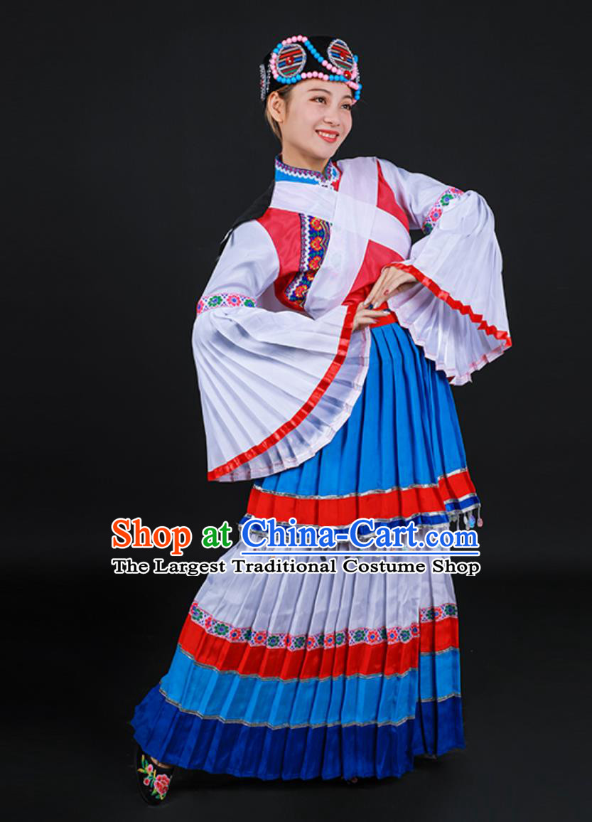 Yunnan Lijiang Naxi Ethnic Minority Stage Performance Costume Traditional Chinese National Dance Attire
