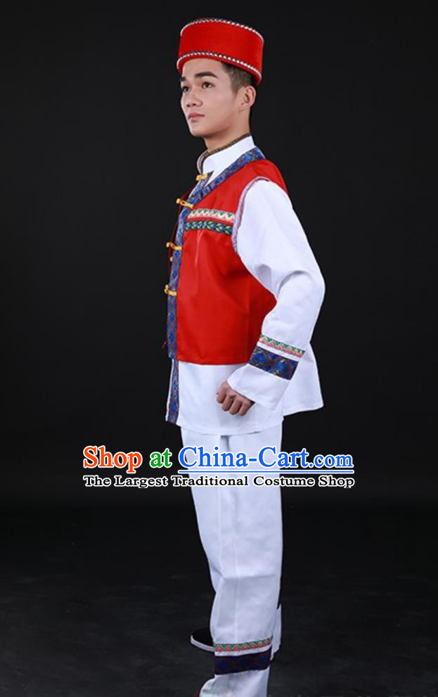 Jing Ethnic Men Dance Performance Costume Chinese Ningxia Minority Traditional Attire