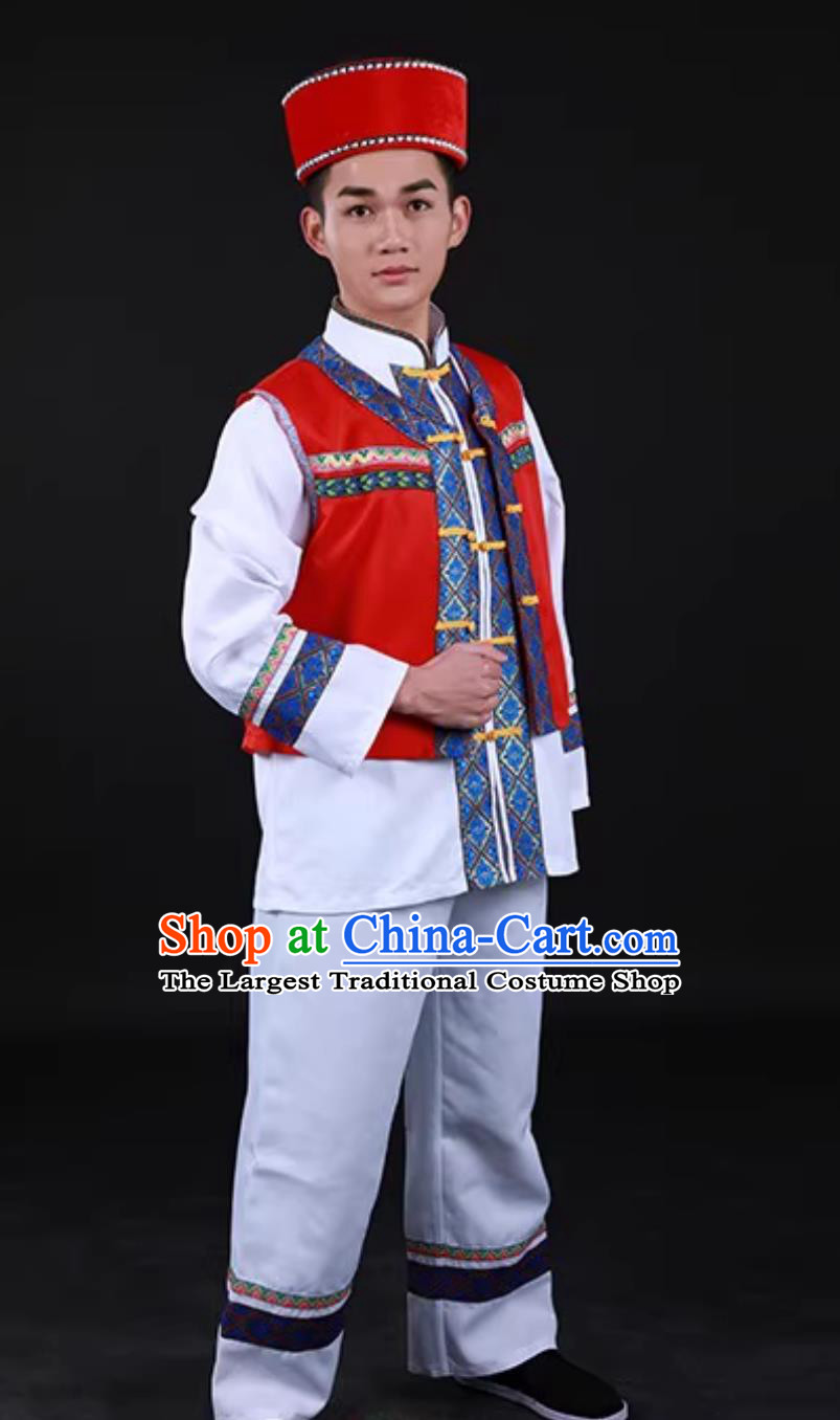 Jing Ethnic Men Dance Performance Costume Chinese Ningxia Minority Traditional Attire