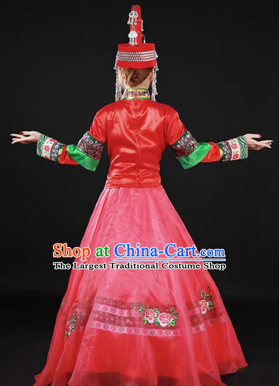 She Minority Group Women Traditional Costume Catwalk Chinese Ethnic Dance Performance Long Dress
