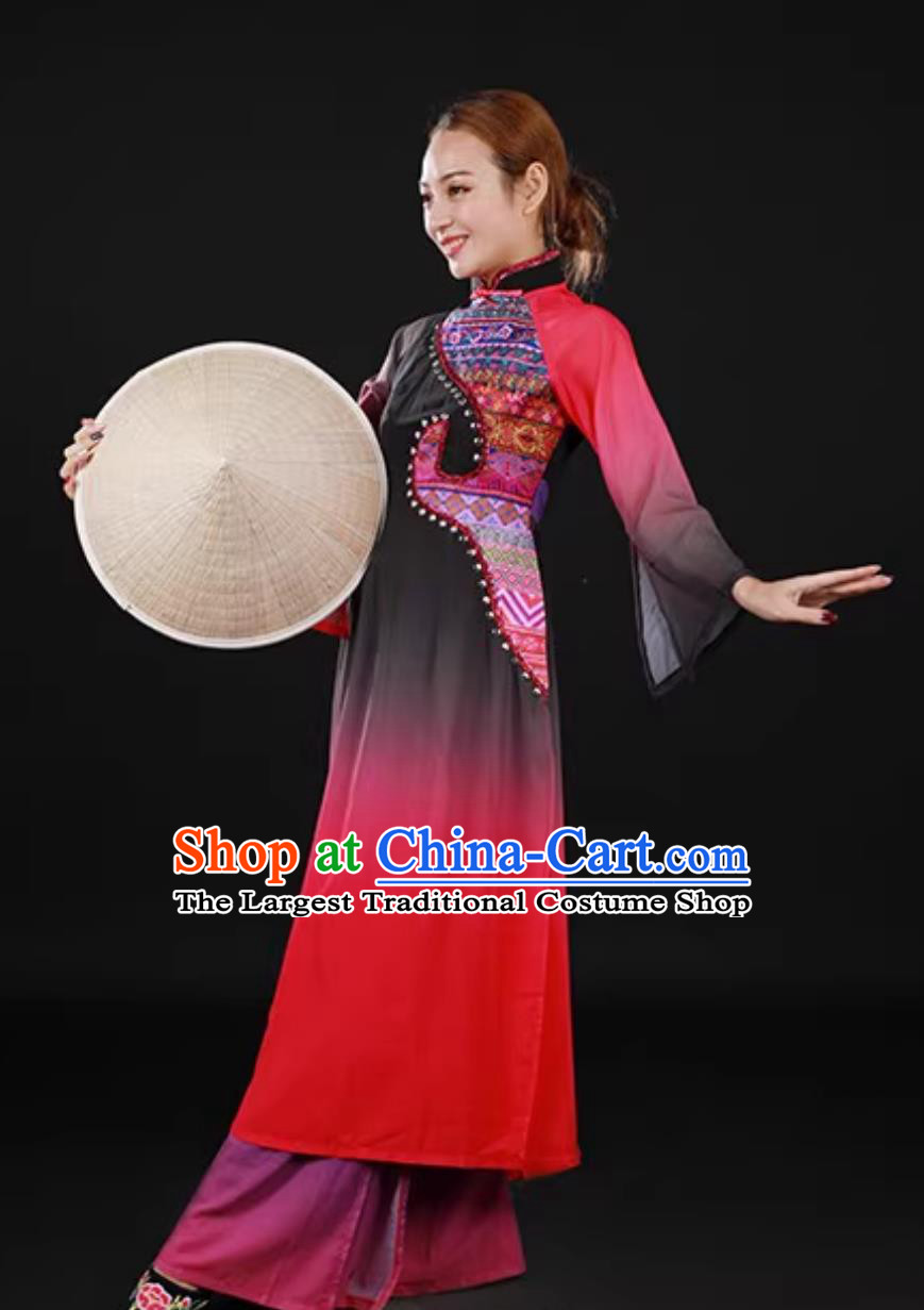 Jing Ethnic Fishing Community Women Stage Dance Performance Costume Chinese Ethnic Minority Group Dress